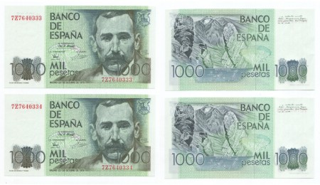 38 eur pareja correlativa  1000 pesetas 1979  plancha